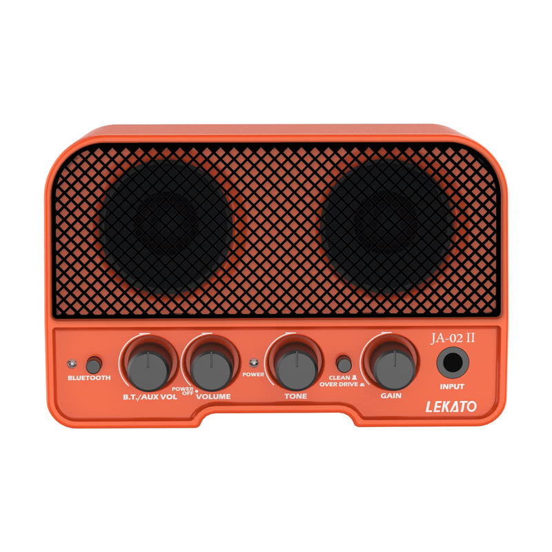 LEKATO Mini Guitar Amp, 5W Rechargeable Electric Amplifier, Clean&Overdrive Effects Bluetooth Guitar Amp Portable for Daily Practice,Orange Orange