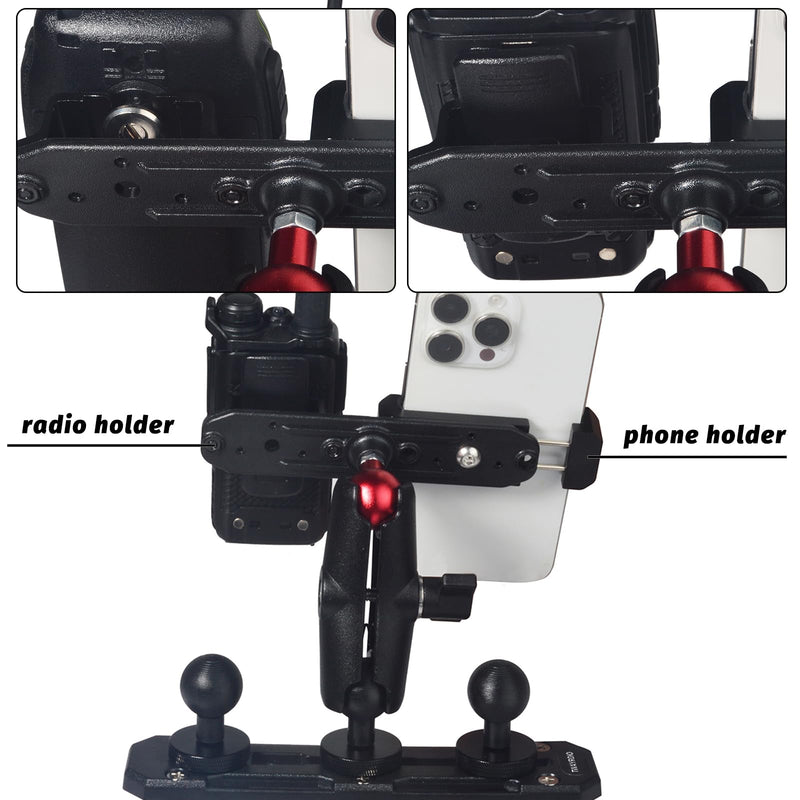 TWAYRDIO Dash Track Mount with 3pcs 1" Track Ball, Short Double Socket Arm, Phone/Radio Holder, Compatible with RAM Mounts, for Cars Vehicles Trucks Boats