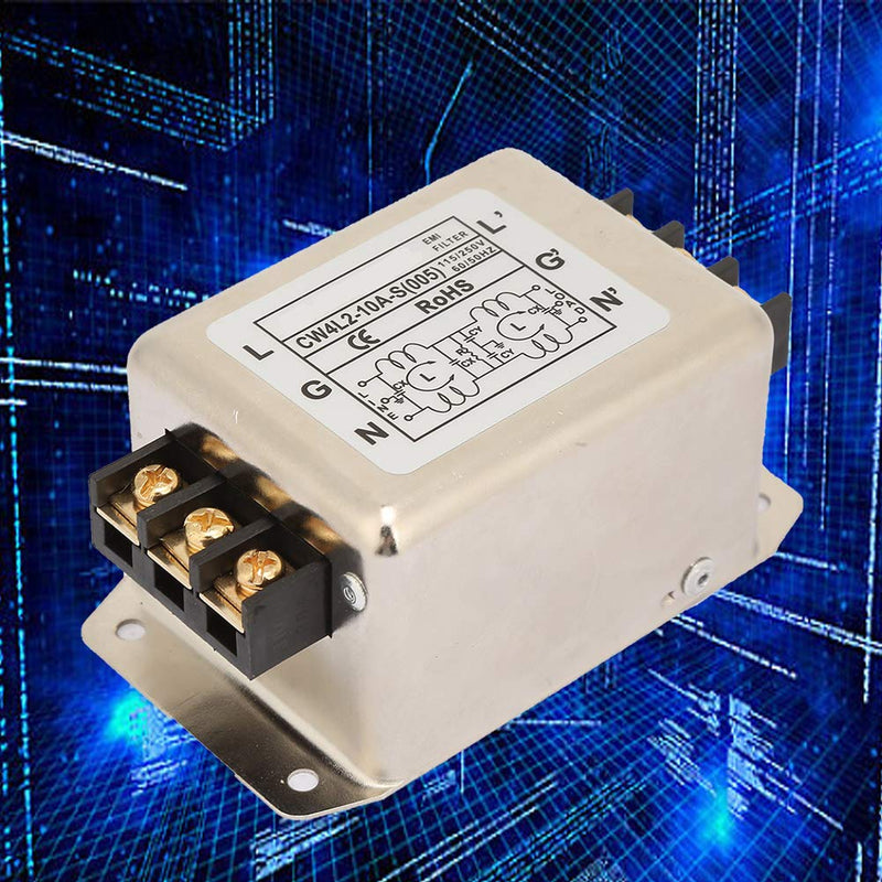 Nikou Mains Filter, 115V/250V 10A 50/60Hz Single Pole/Two-Pole EMI Filter Connector for Most Digital Devices