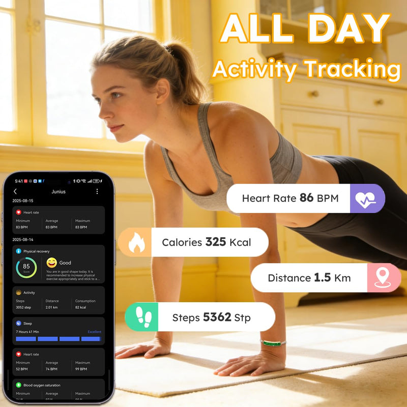 Fitness Tracker Dressy Diamond Smart Bracelet for Women Ladies Health Wristband Heart Rate Monitor Sleep Tracker Step Counter Pedometer Waterproof Fashion Activity Tracker Gold