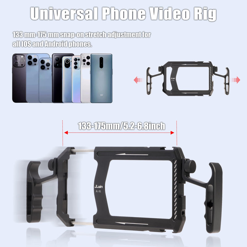 Foto4easy Universal Smartphone Video Rig,Aluminum Phone Video Stabilizer with Dual Handle Kit for iPhone for Samsung for Pixel and Other Android Phones
