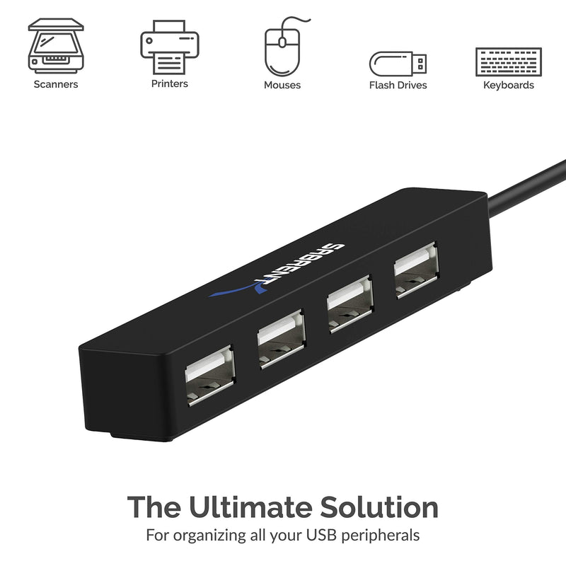 SABRENT 4 Port Portable USB 2.0 Hub (9.5" Cable) for Ultra Book, MacBook Air, Windows 8 Tablet PC (HB-MCRM) 4-Port