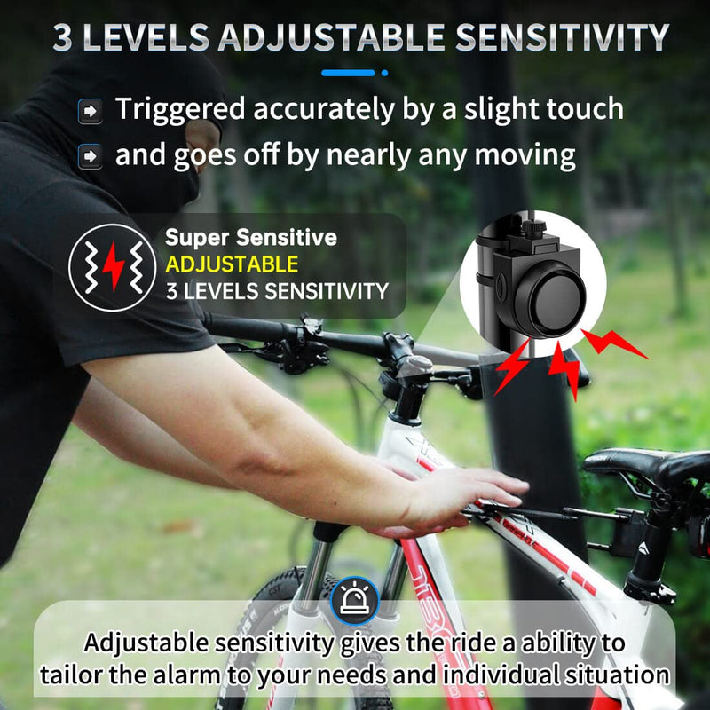 [AUSTRALIA] - Wireless Remote Bike Alarm: 115dB Super Loud Bicycle Vibration Motion Sensor Siren Anti Theft Security System Motorcycle Alarm Waterproof USB-C Rechargeable Multipurpose Vehicle Alert Device 
