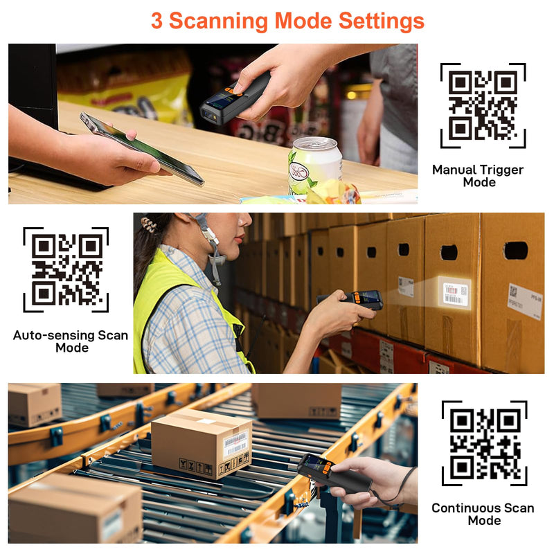KUIIYER Mini Bluetooth Barcode Scanner, Wireless 2D QR 1D Bar Code Scanners with LCD Screen Display & Setting Keypad & AI Voice, Small Portable Handheld Barcode Reader for Smart Phone, Computers & POS
