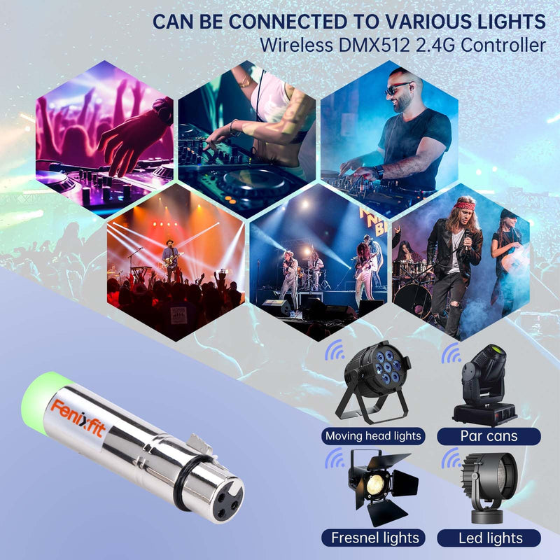 Wireless DMX512 Receiver No Latency DJ 2.4G DMX Wireless 1 Receiver Long Transmission Range DMX Light Controller for LED Stage Disco Party Church Bar Lighting(Receiver Only) Plug in Silver