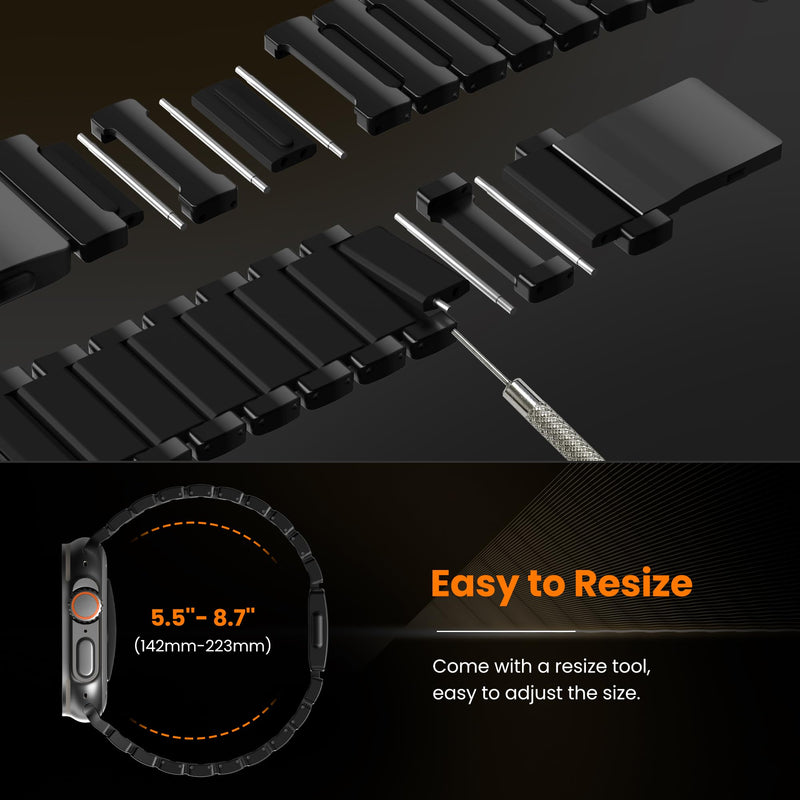 Grade 5 Titanium Silicone Band for Apple Watch Ultra 3/2/1 49mm | for iWatch Series 11 10 9 8 7 6 5 4 SE 46mm 45mm 44mm 42mm, Luxury Magnetic Link Band for Men Women, Dual-Layer, Comfort Fit Black
