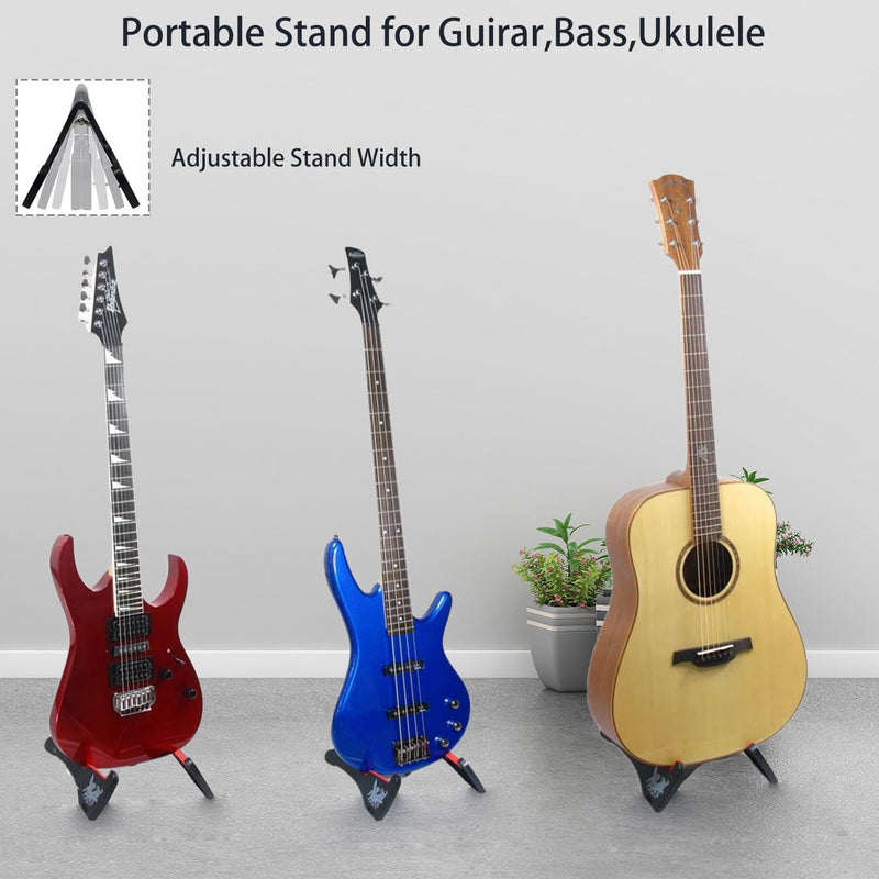 Guitar Stand Universal Folding A-Frame Non-Slip Tripod Strong Holder for Acoustic Electric Guitar Bass Ukulele Travel Portable Size