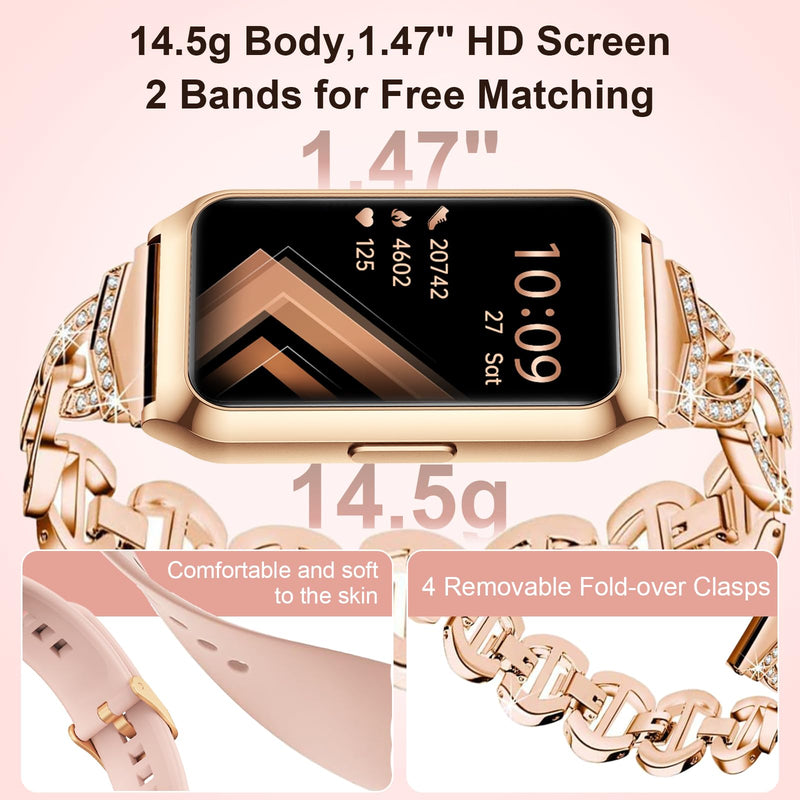 Smart Watches for Women Gold+Gold Square Smart Watch