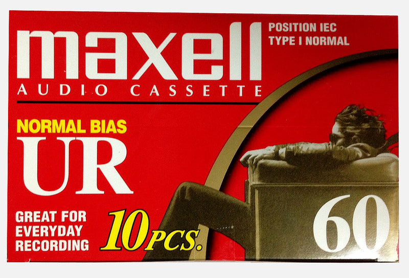 Maxell Audio Cassette - Blank Media, Cassette, Red, 60 Min, Pack of 10