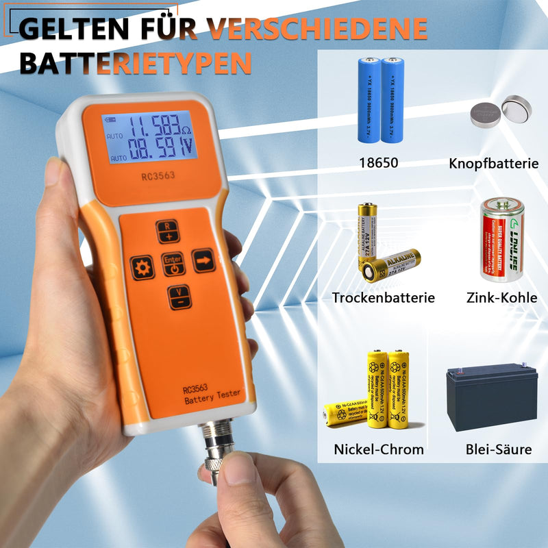 Battery Internal Resistance Meter, Battery Voltage Internal Resistance Meter 1uΩ~200Ω/0~±100VDC, Battery Tester for Lead Acid, Lithium-Ion, Lithium Iron Phosphate, DIY Battery Pack RC3563