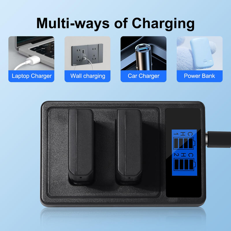 EN-EL14 / EN-EL14a 2-Pack Batteries and Charger for Nikon D5100 D5200 D5300 D5500 D5600 D3100 D3200 D3300 D3400 D3500 DF Coolpix P7000 P7100 P7700 P7800 Cameras 2 batteries and charger