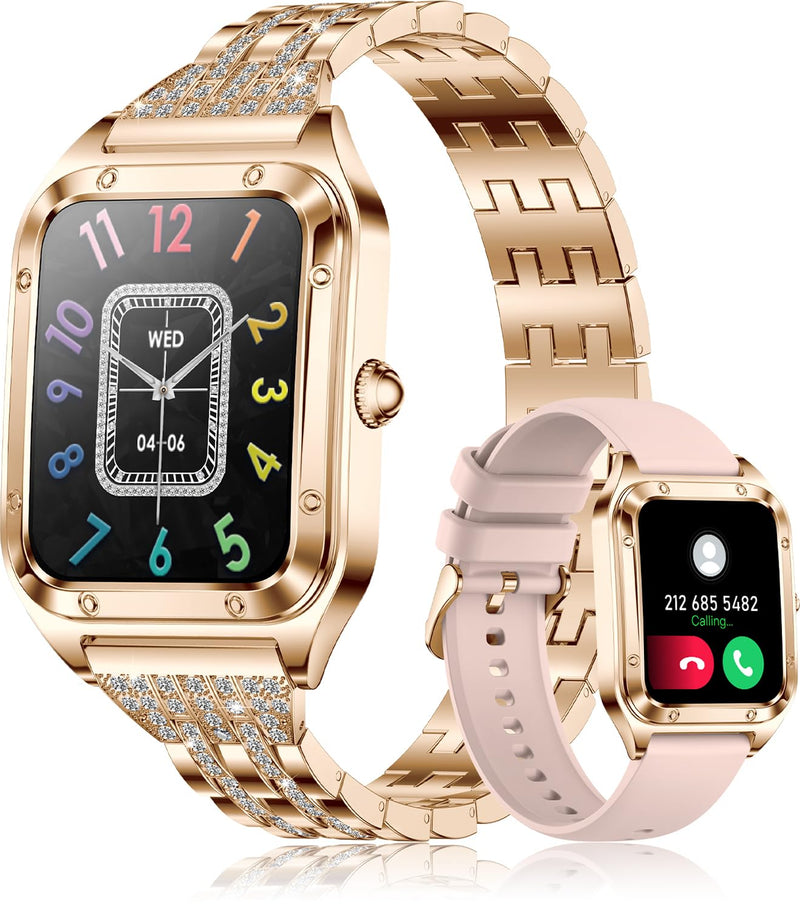 Smart Watches for Women,1.83"&1.59" HD Watch with Calls and Messages/Heart Rate/Sleep/Female Cycle,Fitness Tracker Smartwatch for Android/iOS Compatible,Pink/Silver