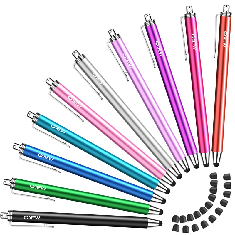 Stylus Pens for Touchscreens, MEKO 10 Pack 0.24" High Precision Replaceable Thin Tip Stylus with 20 Pcs Replacement Tips for iPad iPhone Tablets Smartphone&All Universal Touch Screen(10 Stylus+20Tips)