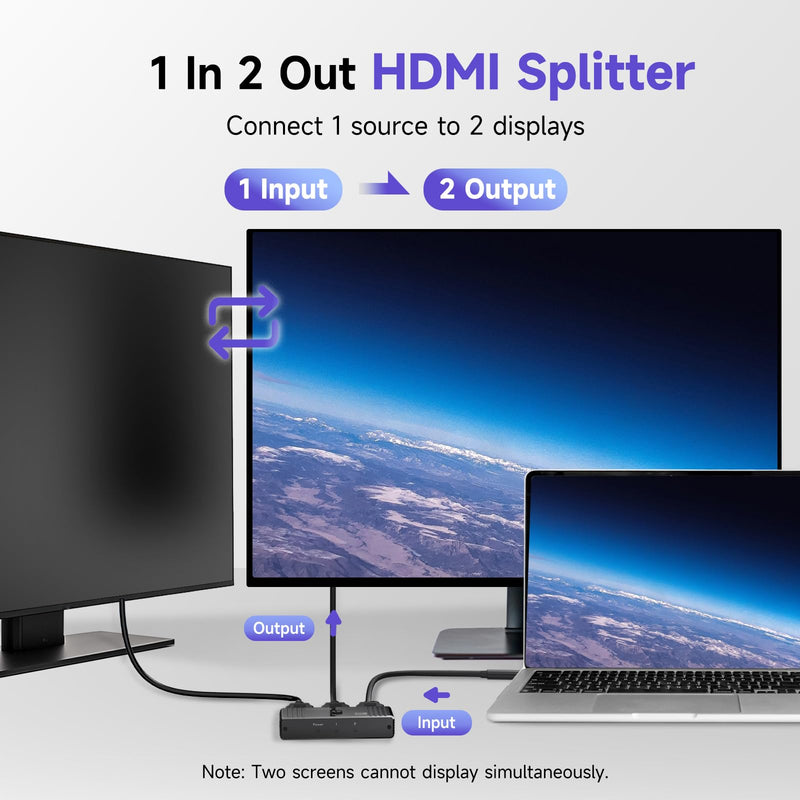 [AUSTRALIA] - HDMI Switch 2 in 1 Out, 8K@60Hz 4K@120Hz, Aluminum HDMI 2.1 Switcher, Supports VRR HDR10+ Dolby Vision 48Gbps HDMI Splitter, Perfect for Gaming, PS5, Xbox, Roku, Fire Stick(Black) Black 