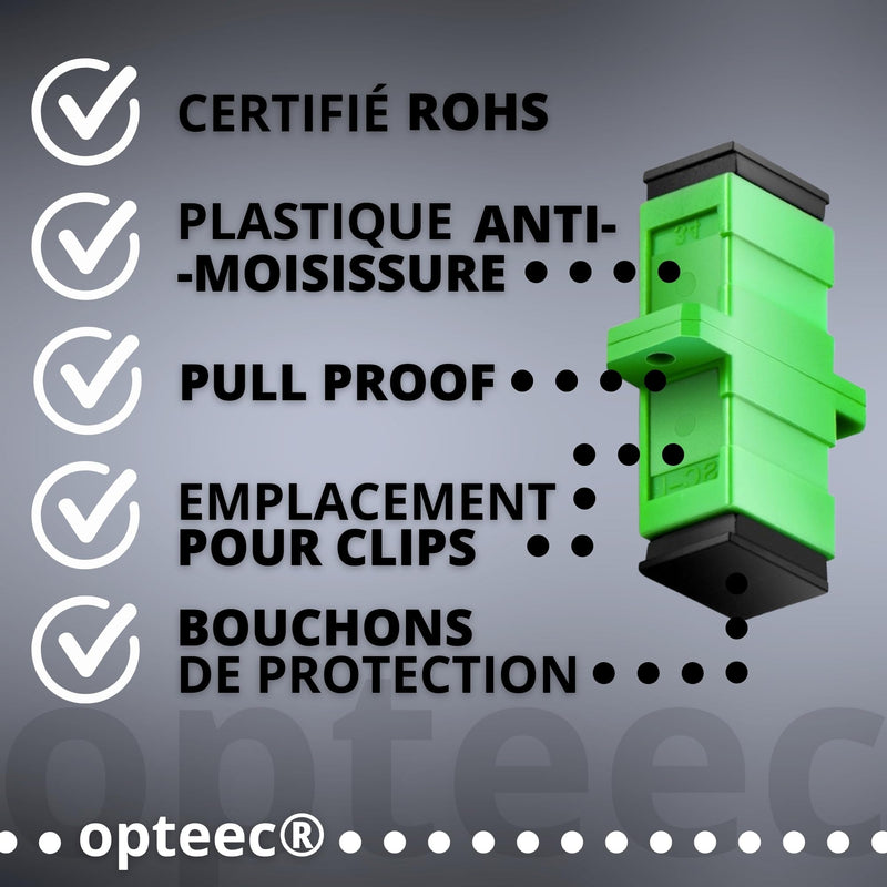 opteec® Coupler/Adapter - SC-APC/SC-APC - Female/Female - for Fiber Optic Cable - Simplex Single Mode SC/APC - SC/APC