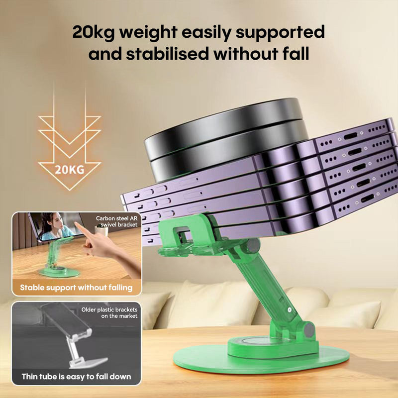 Foldable Desktop Phone Holder, Phone Holder on Desk Compatible with iPhone15, 14, 13 Pro Max Mini, Suitable for 3.5-12.9 inch Phones and Tablet Computer. (Green) Green
