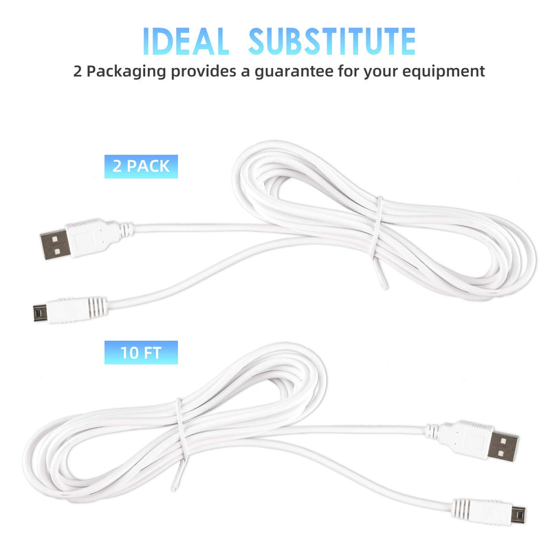 2Pack 10FT Charger Cable for Wii U Gamepad, AC Power Adapter Charger Cord for Nintendo Wii U Gamepad Remote Controller