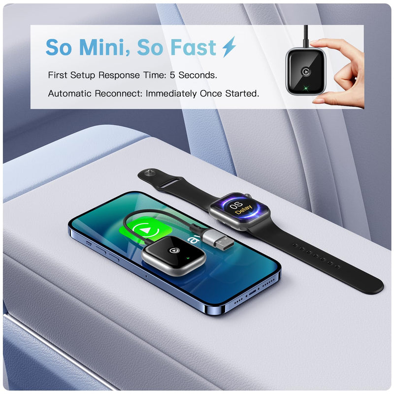 Wireless CarPlay Adapter for Apple CarPlay, Easy to Upgrade Wired CarPlay to Wireless, Instant Connectivity, Super Mini Car Play Dongle for iPhone Fit for Cars with Built-in CarPlay
