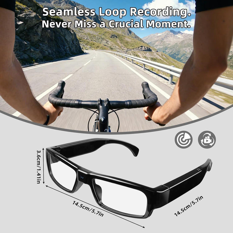 Camera Glasses – 1080P HD Video Recording Smart Glasses with Audio, Wearable POV Camera for Men Women, Hands-Free Recording for Sports Vlogging Outdoor, (32GB SD Card Included) 32 GB