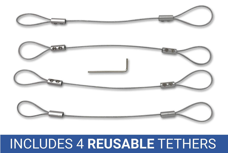 Universal CableTether - TetherClamp (4 Pack) - Heavy Duty, Reusable, Adjustable, Cable Tether - Secure Conference Room Computer Display Adapters and Mac Adapters