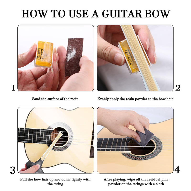 [AUSTRALIA] - EASTROCK Guitar Bow, 2-in-1 Real Horsehair Guitar Bow for Acoustic, Create Violin & Cello-Like Sounds, Christmas Birthday Gift for Guitar Player and Music Lover, Long Black 