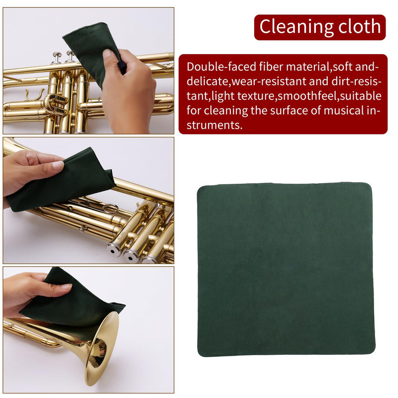 Trumpet(Cornet) Cleaning Care Kit: Valve Oil/Piston Oil, Tuning Slide Grease Oil, Snake Brush, Piston Brush, Mouthpiece Brush, Dust Brush, Cleaning Cloth–for All Musicians or Students