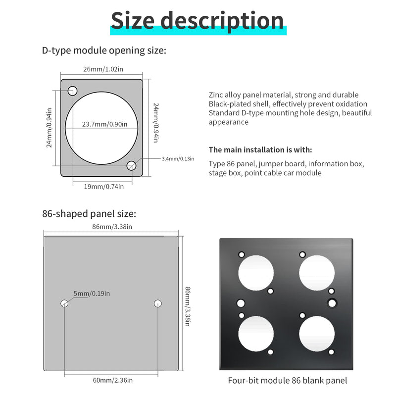QIANRENON Dual USB 3.0 D Panel Mount Solderless Connector, USB 3.0 Female to Female Coupler Socket Panel Mount Pass Through Adapter，Fixed Panel Front and Rear Straight USB Extender