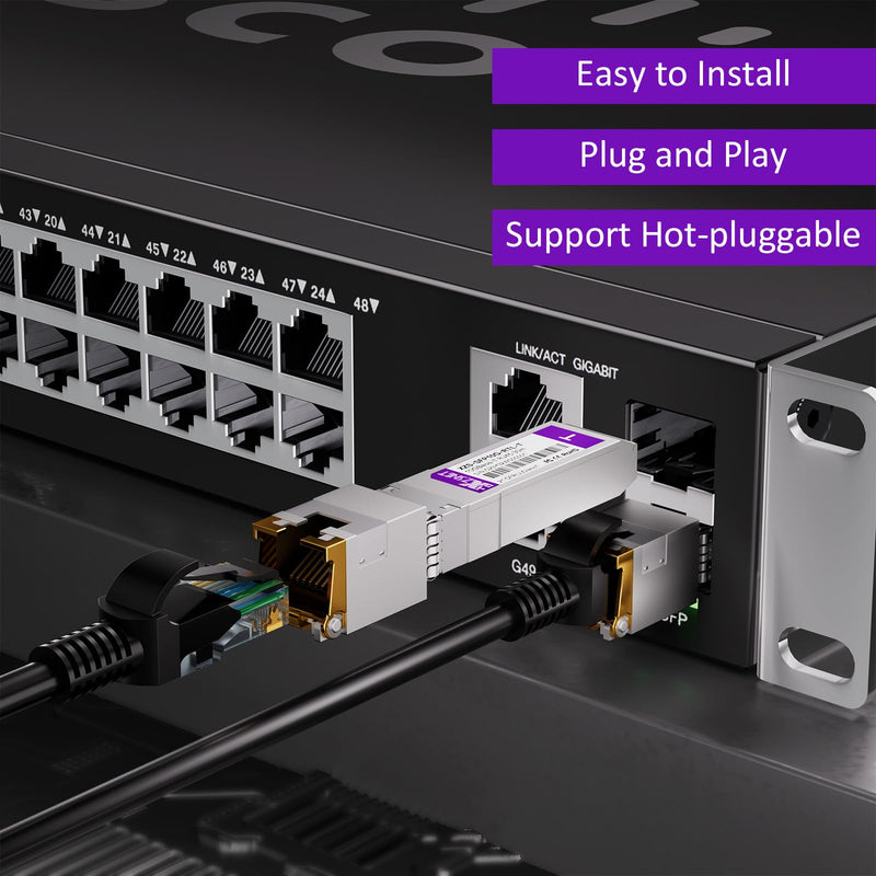 10GBASE-T SFP+ to RJ45 Transceiver, 1/2.5/5/10G Multi-Rate Copper SFP+ to Ethernet Module for Cisco SFP-10G-T-S, Ubiquiti UniFi UF-RJ45-10G, Mikrotik S+RJ10, Meraki, Netgear, D-Link and More, 1 Pack