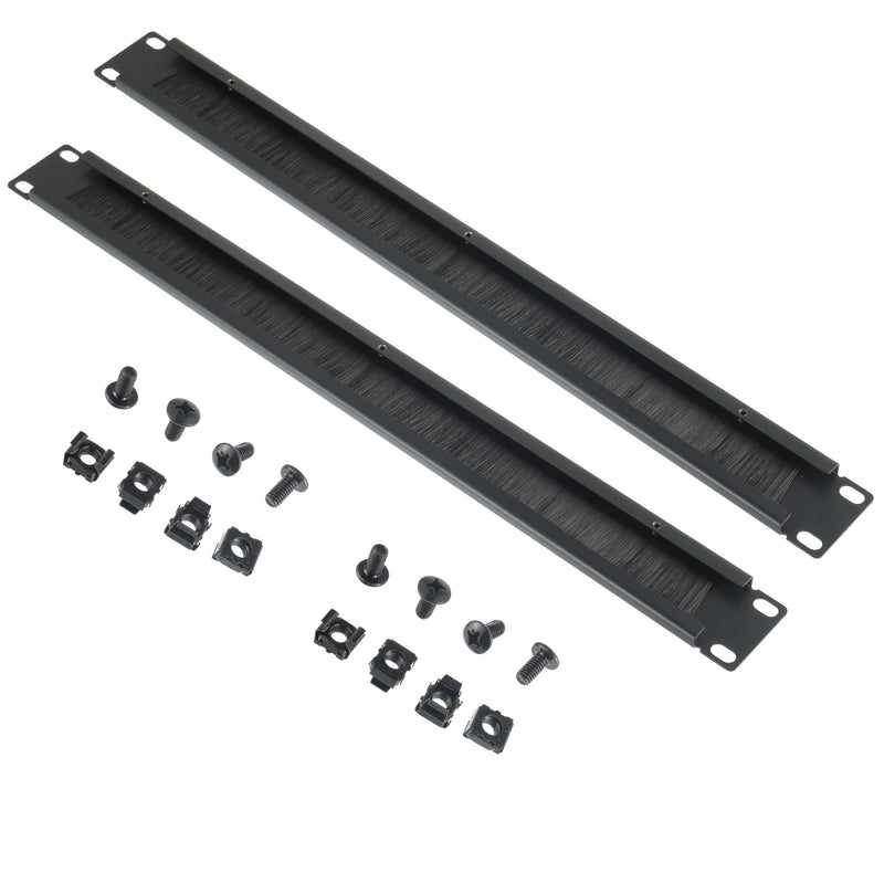 1U Brush Panel (2 Pack) 19 inch Rackmount Strip Cable Management Spacer for Network Server Rack Cabinet Enclosure - High Density Filler (Increased Airflow - Decreased Dust Acumulation)