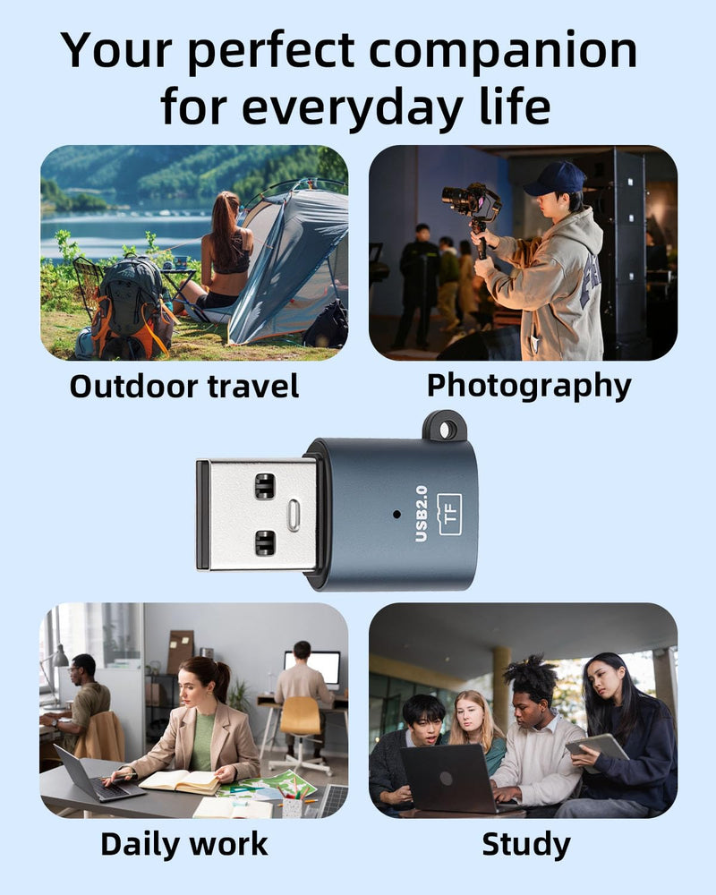 USB 2.0 Micro SD Card Reader, USB A to Micro SD SDHC SDXC Card Reader, TF Memory Card Reader with Keychain Design for PC, Laptop, Computer (3 Pack) usb a male