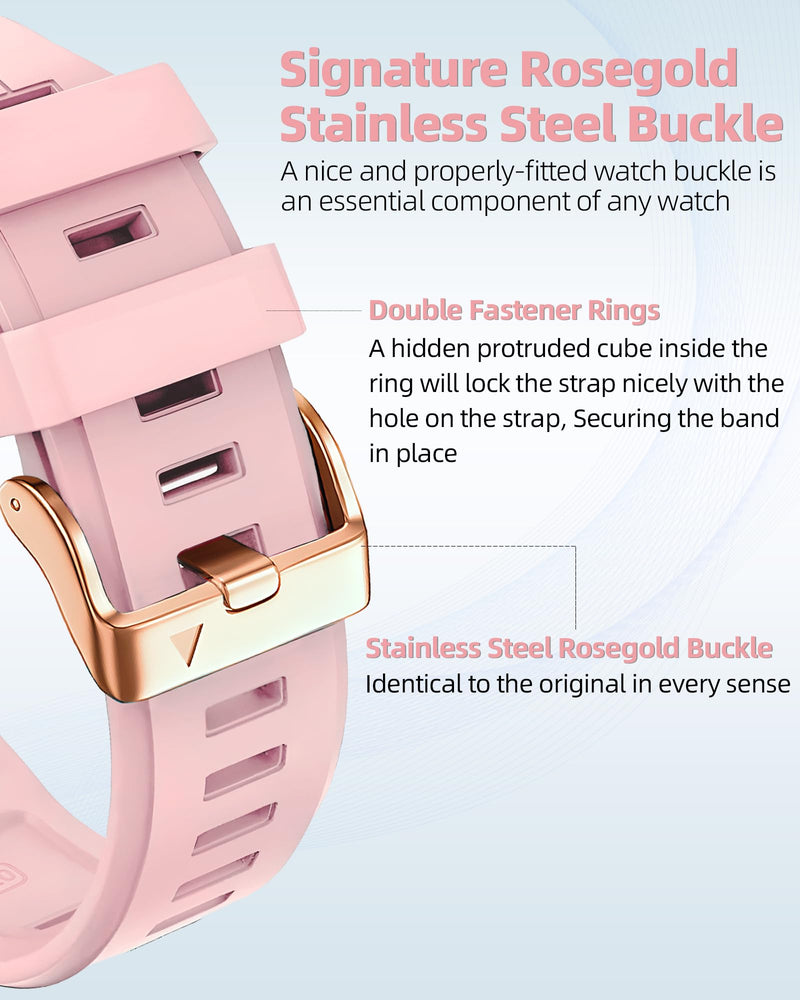 20mm Watch Band Replacement for Garmin fenix 5S/5S Plus/6S/7S/Instinct 2S/D2，Quick Fit silicone with rosegold buckle, CAPTAINBLUE and NICEPINK Bundle