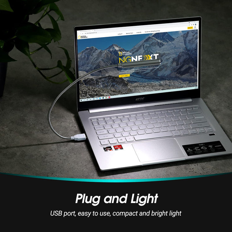USB LED Light - 8 Super Bright LED Reading Lamp - No Batteries Needed - PC & Mac Compatible (ULT05 Silver)