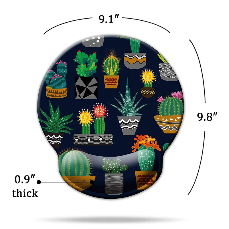 Ergonomic Mouse Pad with Wrist Support,Dooke Cute Wrist Pad with Non-Slip Rubber Base for Computer, Laptop, Home Office Gaming, Working, Easy Typing & Pain Relief Cactus Green/Black Cactus
