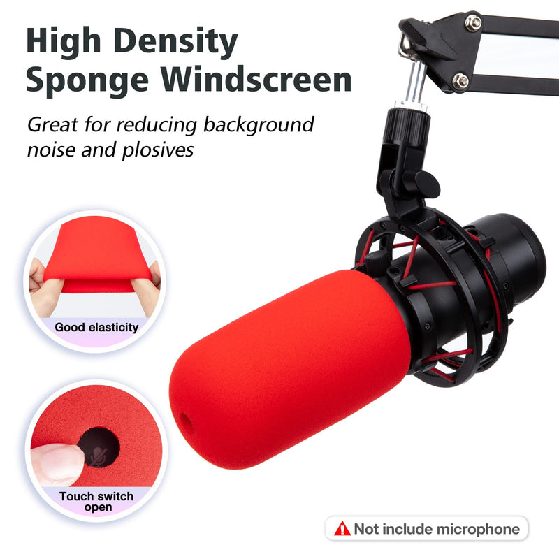 [AUSTRALIA] - SUNMON HyperX QuadCast Boom Arm - Red Boom Arm for Hyper x QuadCast with Red QuadCast Pop Filter, Sound Insulation and Noise Reduction, HyperX QuadCast Microphone Arm with 3/8" to 5/8" Adapter 