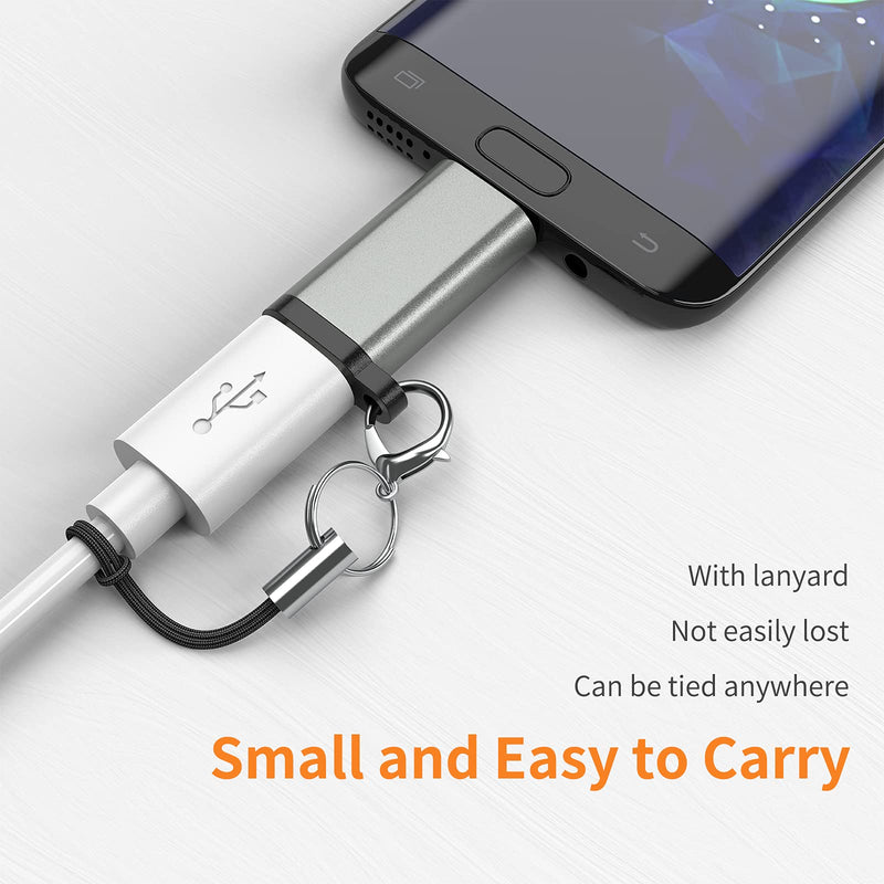 USB-C to Micro USB Adapter, 3-Pack USB Type C Female to Micro USB Male Converter USB C to Micro B 2.0 Charge & Data Sync Compatible with Samsung Galaxy S7 S6 J7 Note 5 Kindle Ps4 and More -Grey Grey