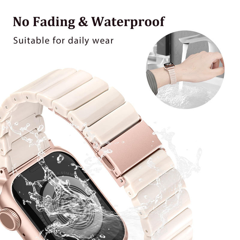 V-MORO 2 Pack Resin Lightweight Band Compatible with Series 7/8/9/10 Apple Watch Bands 41mm/40mm/38mm/42mm Fashion Strap for iWatch Series 6/5/4/3/2/1/SE Bracelet Wristband Women Men