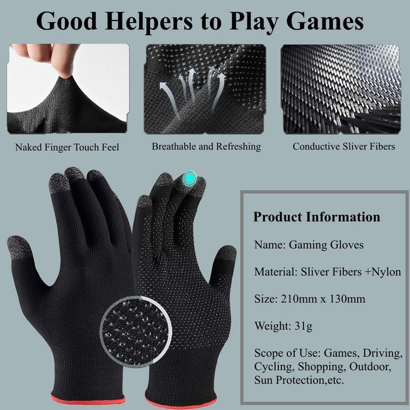 Touchscreen Gloves for Sweaty Hands, High-Sensitive Anti-Sweat Breathable Seamless Gaming Gloves for Tablet iPad/Mobile Phone PUBG Game Gloves for Gaming