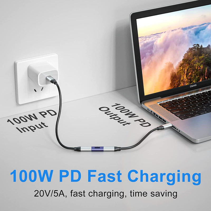 USB C Coupler Adapter 40Gbps 2 Pack USB C Type C Angled USB-C Female to Female Adapter 8k at 60hz and USB C to USB C Cable 20Gbps SuperSpeed USB 100W USB 3.1, 3.2 Thunderbolt 3 Braided Dual 4k