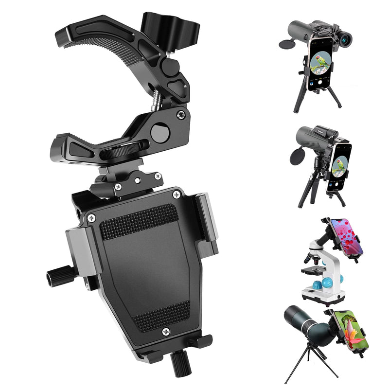 NEEWER 3 Axis Telescope Phone Adapter, All Metal Adjustable Telescope Spotting Scope Phone Mount Holder with Detachable Super Clamp for 20-65mm Dia. Eyepieces, Binoculars, Microscopes,LED Lights,SP-05