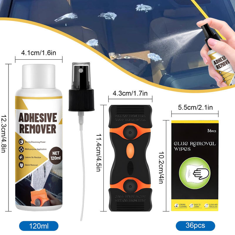WEILAOK Adhesive Remover, Super Glue Remover, Label Remover, Quick Dissolve, Glue Remover Quickly Removes Stubborn Labels, Adhesive Residue -120 ml + Adhesive Removal Wipes x 36