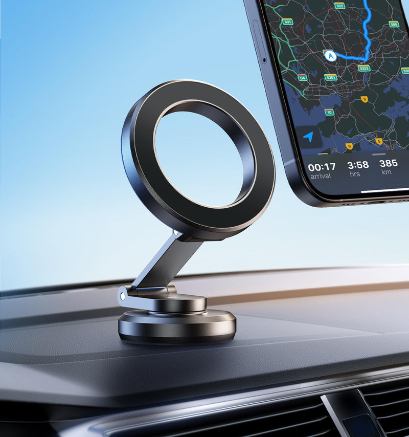 JUHOO Phone Holder for Car Magnetic Rotatable and Retractable, Fits iPhone 15, 14, 13, 12, Pro, Mini, MagSafe Case Dark