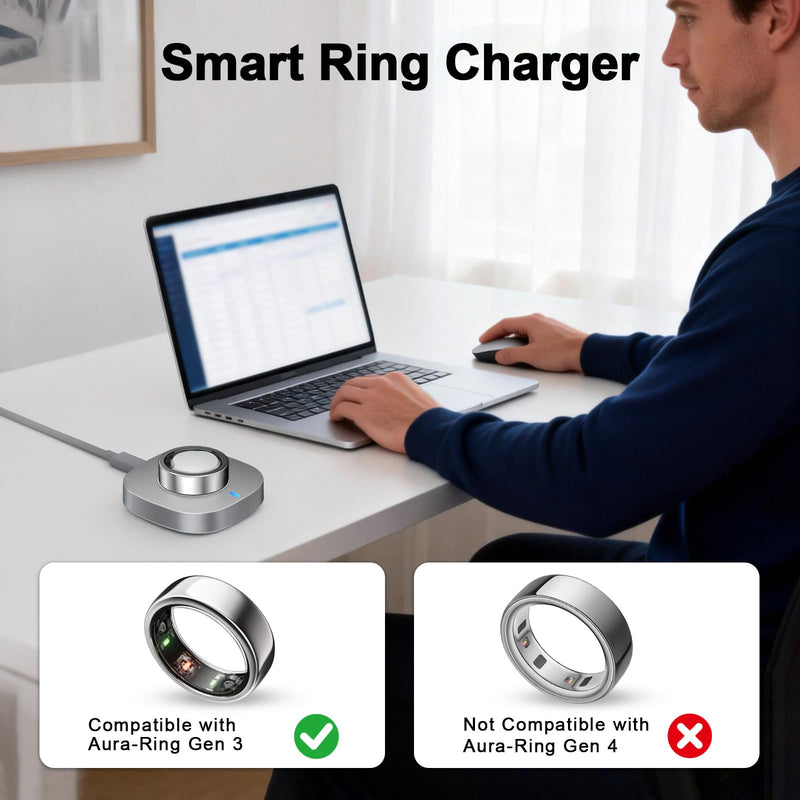 Charger Compatible with Aura-Ring Gen 3-Size 11 | Fast Safe Charging Dock with USB-C Cable for Smart Ring Accessories(Not Compatible with Aura-Ring Gen 5/4) Size 11