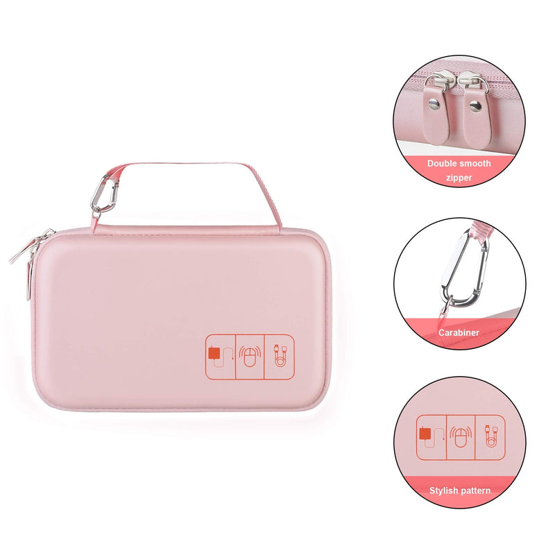 Hard Electronic Organizer Travel Case Electronics Accessories Cable Gadget Wire Storage Bag Double Layer Shockproof Box for Charger, Cord, Flash Drive, Apple Pencil, Power Bank, Rose Gold