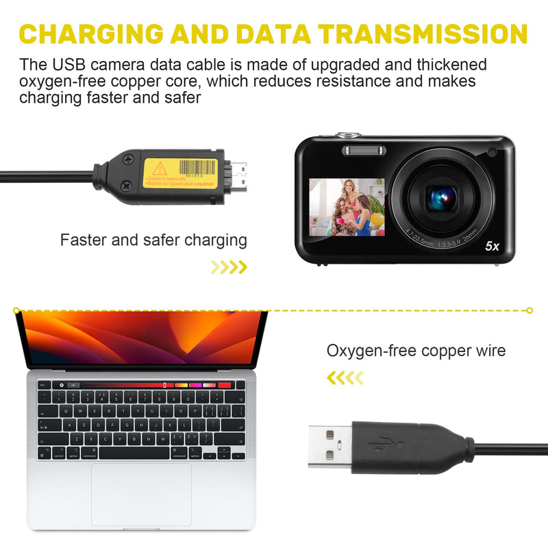 Digital Camera Charger Compatible with Samsung Digital Camera PL120, PL100, PL101, PL121, PL150, PL170, PL20, PL210, PL50, SL102, SH100, Replacement for SUC-3 SUC-5 SUC-7 Data & Charge Cable