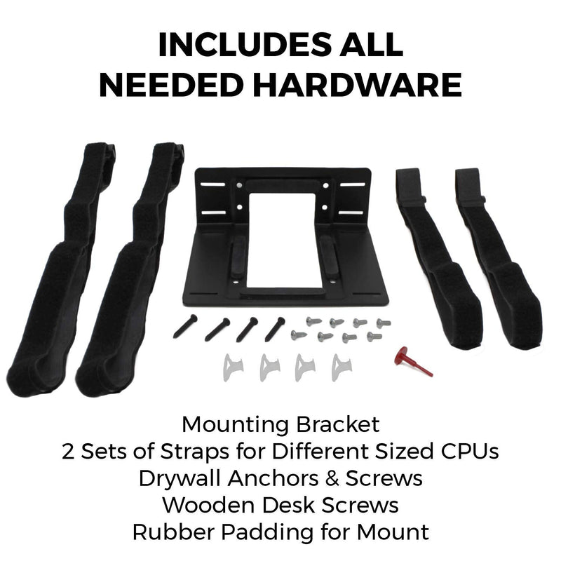 HumanCentric SFF Under Desk PC Mount and PC Wall Mount Bracket for Small Form Factor Desktop Tower, UPS Wall Mount Bracket, CPU Holder Under Desk Mount, Adjustable Computer Mount with Straps