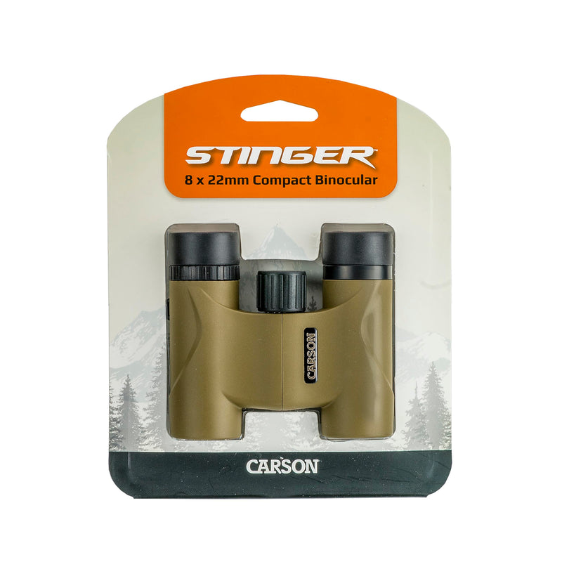 Carson Stinger 8x22mm Compact and Lightweight Binoculars for Travel, Bird Watching, Nature Viewing, Safari's, Concerts and Sporting Events (HW-822),Olive Green
