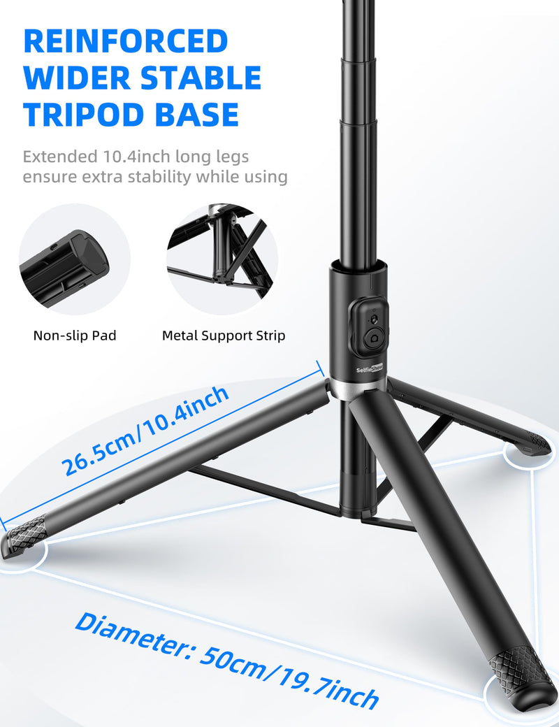 72" Cell Phone Selfie Stick Tripod, Aluminum Phone Tripod All-in-1 with Integrated Remote, Portable Extendable Smartphone Tripod Stand Lightweight Travel Tripod Compatible with iPhone 15/14/13/Android