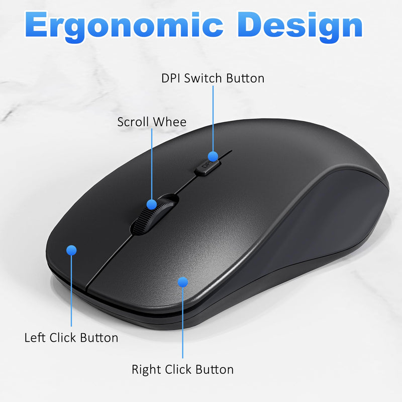 Wireless Number Pad and Mouse, 22 Keys USB Keypad and 3 Adjustable DPI Silent Mouse Set, 2.4GHz Numeric Pad for Laptop, Notebook, PC Computer, Desktop, Mac - One USB Receiver