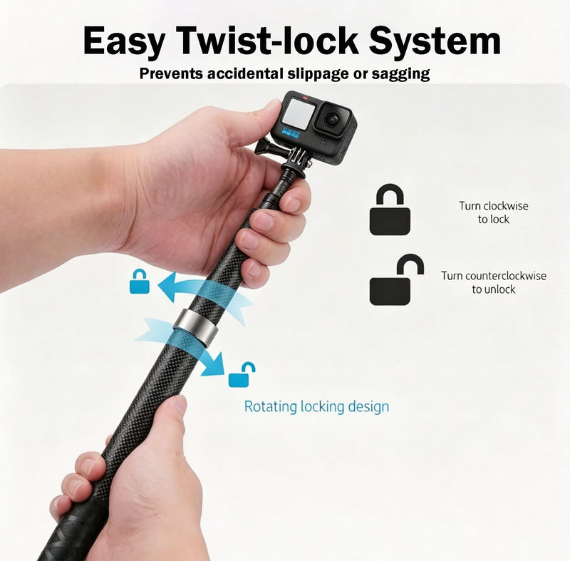 Selfie Stick for Insta360, 18-118"/9.8ft/3m Extended Invisible Selfie Pole | Lightweight, Carbon Fiber, for Insta360 X5 X4 X3 ONE X2 ONE R X ONE GO 3S 3 2, DJI Osmo 360, Action 6 5 4 3 2, Hero 13/12/11