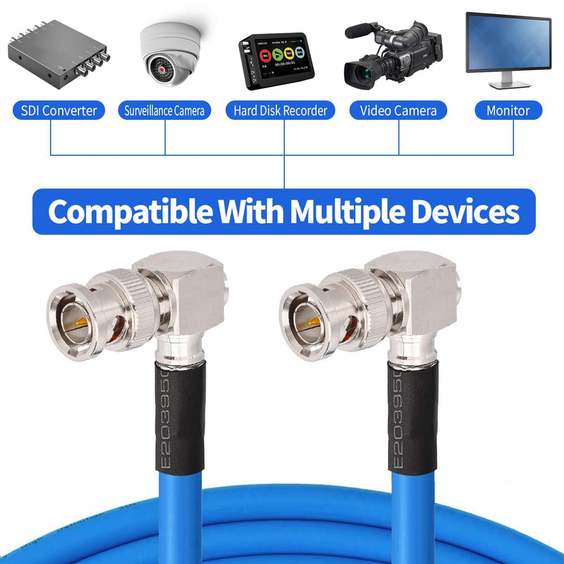 [AUSTRALIA] - Superbat 3G/6G/12G SDI Cable Right Angle 2ft Short BNC Cable 75 Ohm Blue Belden 1694A Supports HD-SDI/3G-SDI/4K Video Monitor,Precision SDI BNC Jumper Right Angle Right Angle to Right Angle 